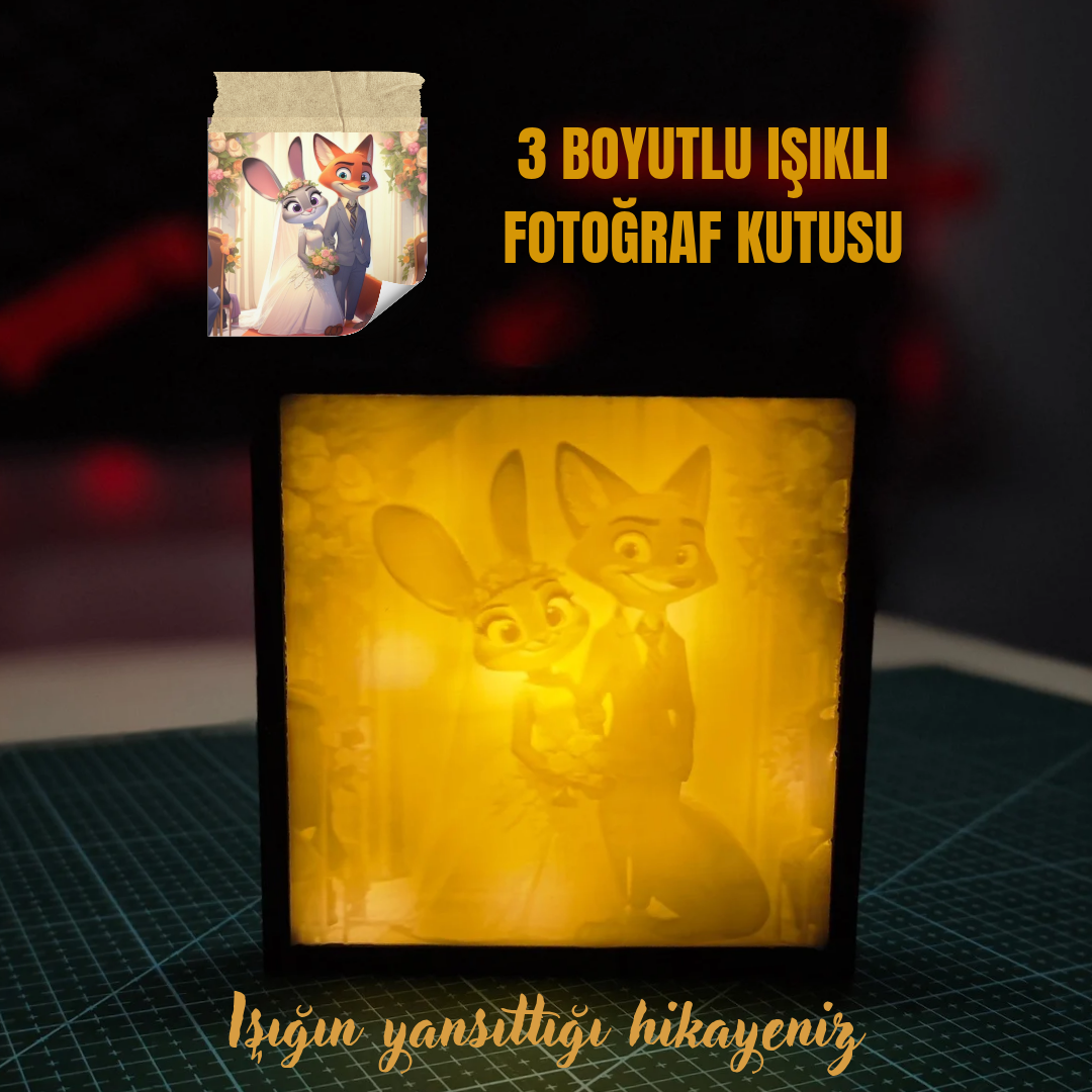El Yapımı Işıklı Lithophane Fotoğraf Kutusu – Işıkla Canlanan Anı Hediyesi