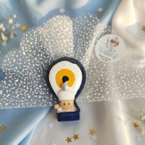 lacivert balonlu ve tül süslemeli isimli sünnet hatırası magnet