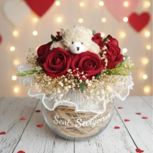 cam-fanusta-ayicikli-kirmizi-guller-seni-seviyorum-yazili-hediye