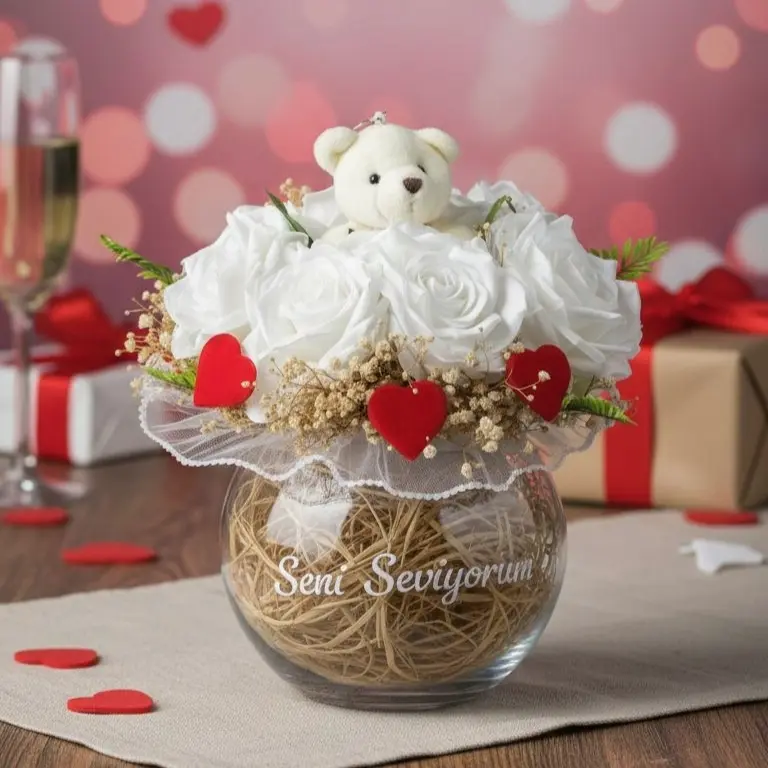 pasabahce-cam-fanus-icinde-ayicikli-beyaz-guller-seni-seviyorum-hediyesi