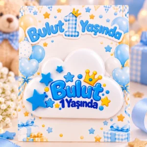 3D Baskılı Bulut Magnet – İsimli Doğum Günü Hediyeliği